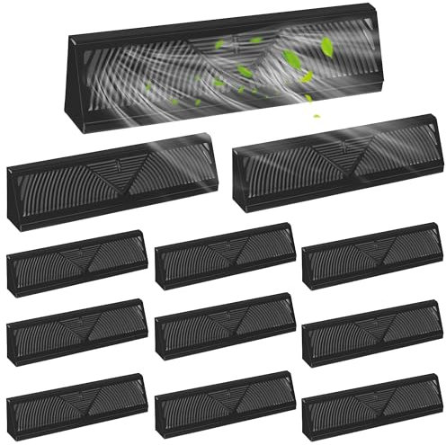 LITGURU 12 Pcs 18 Inch Baseboard Diffuser Register, Home Floor Wall Baseboard Vent Cover Supply Baseboard Diffuser, Steel, Black