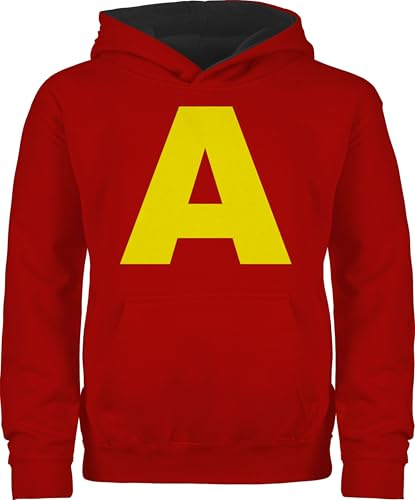 Shirtracer - Pullover Kinder Hoodie Jungen Mädchen - & - Kostüm Buchstabe A Streifenhörnchen Chipmunk Alvin I Passend für Karneval I Gruppenkostüm Fasching