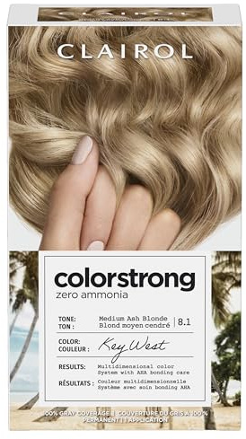 Clairol ColorStrong Permanent Zero Ammonia Hair Dye, 8.1 Medium Ash Blonde - Key West Hair Color, Pack of 1