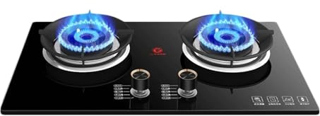 Cuisinière À Gaz 73 Cm, Cuisinière De Comptoir De Cuisine 5,2 KW, Cuisinière À Conversion Gaz/gaz LP, Support À Casseroles En Fonte En Verre Trempé, Avec Protection Contre Les Flammes, For À Domicile(