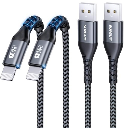 SUNGUY USB A auf Lightning-Kabel 30CM, 2 Stück USB auf Lightning Kabel für Auto, kurzes iPhone Ladekabel Nylon geflochten kompatibel mit iPhone 14/13/12/11 Pro Max Mini X XS XR 8 Plus