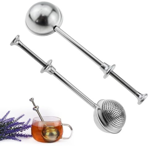 2 Pack tea Strainer for Loose Leaf, Extendable Half-Hole Stainless Steel Tea Strainers, Teaballs, Multifunctional Maker