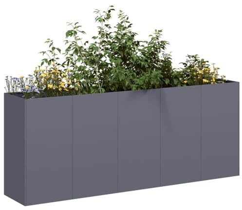 Myheimly Pflanzkübel, Pflanzschale, Garten-Garten-Pflanzkübel, Outdoor-Pflanzgefäß, Hochbeet, Pflanzgefäß Anthrazit 200x40x80 cm Kaltgewalzter Stahl