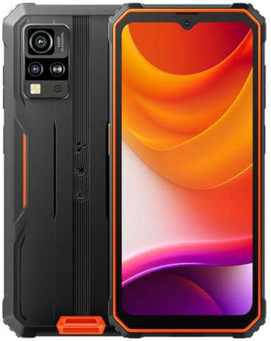 Blackview Android 15 Téléphone Portable Incassable BV4800SE, 12Go+64Go (Extension 2To), 6,56'' HD+, Caméra 16MP+8MP+2MP, Dual SIM Étanche Antichoc IP68 Smartphone Débloqué, Mode Gant, GPS NFC Orange