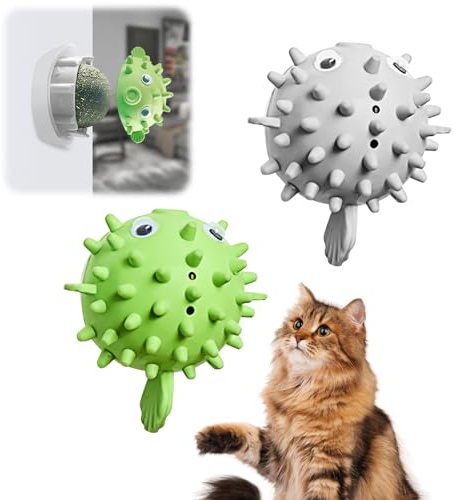 Dayinkes 2PCS Katzenminze Bälle für Katzen, Katzenminze Bälle, die an der Wand kleben, Gesunde Zähne Reinigung Dental Kätzchen Spielzeug, Katze Gesicht Kratzer, Katzenminze Spielzeug für Katzen