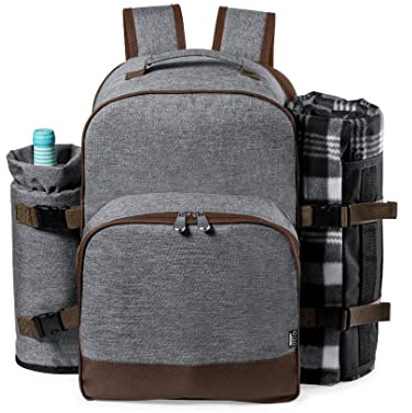 Mochila Nevera Picnic 4 Servicios | 32 Piezas | Incluye Manta 120x150 cm, Botellero, Tabla de Corte, Cubiertos y Vajilla | Diseño Premium en RPET | Extra PosaMóvil