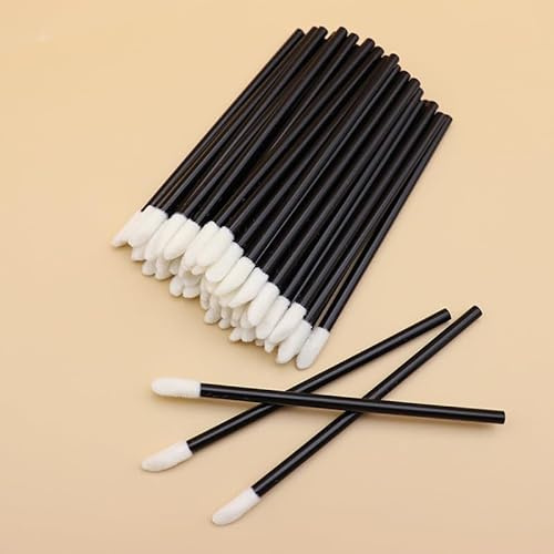 Nvzi 500 st engångs läppborste applikatorer, svarta läppstiftsapplikatorer, engångs nagelborstar, läppstift, glansstavar för smink, nagelkonst, målning, detaljborste (svart)