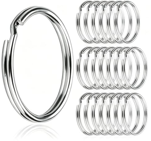 20 pièces 304 anneaux pour clés, anneaux pour clés en acier inoxydable de 25 mm, anneaux pour clés ronds Convient à tous les types de clés, artisanat (couleur primaire acier inoxydable)