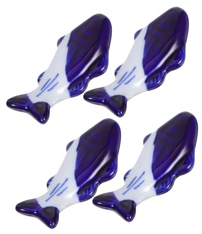 Veemoon 4pcs Kawaii Ceramic Fish Shaped Pen Rest Cute Brush Holder for Calligraphy and Painting Stable Paintbrush Organizer for Desk Durable Aesthetic Stationery Storage
