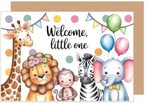 Edition Seidel Tarjeta de felicitación de nacimiento premium con sobre, tarjeta de felicitación para bebé con texto en inglés «Welcome Boy» (E305 SW025)
