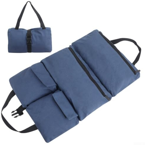 Tool Roll Up Bag, With 5 Substantial Zipper Pockets, For Sinks, Screwdrivers, Sockets, And Tire Gauges, 490 * 335Mm(Blue)
