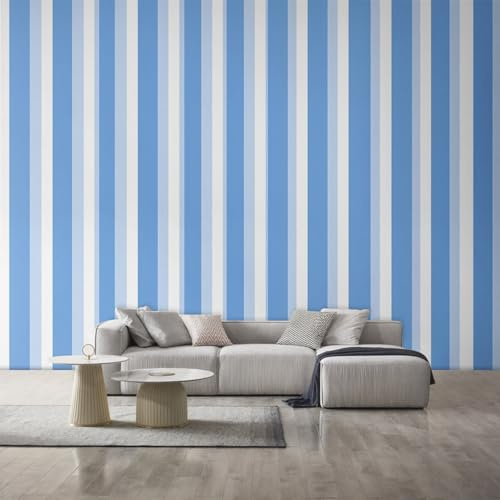 Générique Papier Peint Panoramique Rayures Bleues et Blanches, Papier Peint Art Abstrait, Fresque Murale, Decoration Chambre Salon, 150 x 105 cm L&OP211