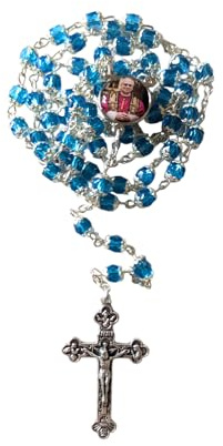OVUNQUE PROTEGGIMI Rosenkranz für Papst Löwe XIV und Unserer Lieben Frau vom Guten Rat, katholische Rosenkranz aus Glas, Kruzifix aus Metall (ohne Box)