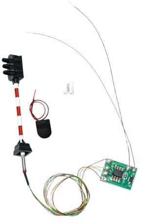 KiBcsLic Segnale Ferroviario Modello Miniatura Semaforo Treno Ho Tre Luci Metallo Dettaglio Realistico Funzione LED Adatto a Plastico Ferroviario Diorama, Palo Rosso Bianco