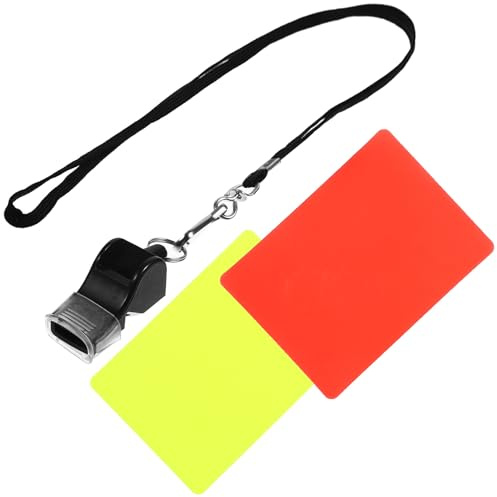 TOYANDONA Set Arbitre Football Portable avec Cartes Rouges et Jaunes et Sifflet avec Lanière Kit Standard pour Matchs de Compétition