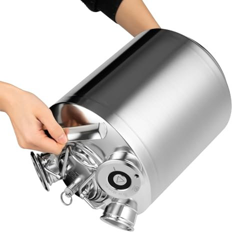 Bdneygtyr Depósito de limpieza de 10 l, 3 cabezales de acero inoxidable con tapa y anillo de sellado, barril de limpieza de cerveza de acero inoxidable 304 con asa para grifo de cerveza, limpieza de