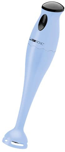 Batidora de mano Clatronic SM 3577 con potente motor de 180 W, cuchilla de acero inoxidable (inoxidable), incluye recipiente mezclador transparente (500 ml) y gancho para colgar, color azul, plástico