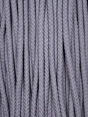 Kordel Baumwolle 8mm rund Schnur Turnbeutel Seil 17 Farben (Hellgrau, 3m)
