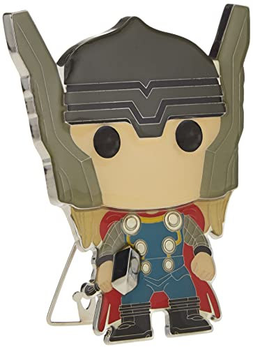 FUNKO Pop Pin's Gigante con Supporto, 10 cm, Marvel Thor, Enamel, One Size
