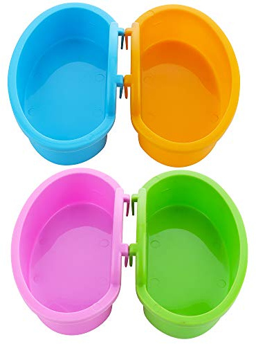 4 Pack Hamster Food Bowl - Anti-Turnover Fixable Bowl for Hamster Mice Rat Hedgehog and Small Pet (Pink, Green, Blue and Orange)