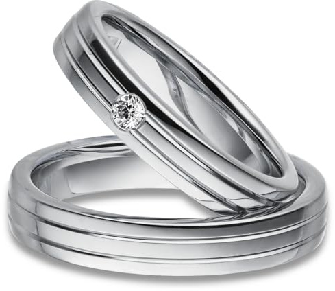 Kolibri Rings Paarpreis Silber Eheringe Rhodiniert Zirkonia Stein Trauringe Partnerringe Freundschaftsringe - Gravur und Etui