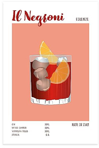 Vulfire Stampa da Parete Il Negroni, Cocktail Bar, Idea Regalo Speciale, Arredamento Casa Soggiorno Salotto Ufficio Cucina, Poster in carta glossy premium (29.7x42)