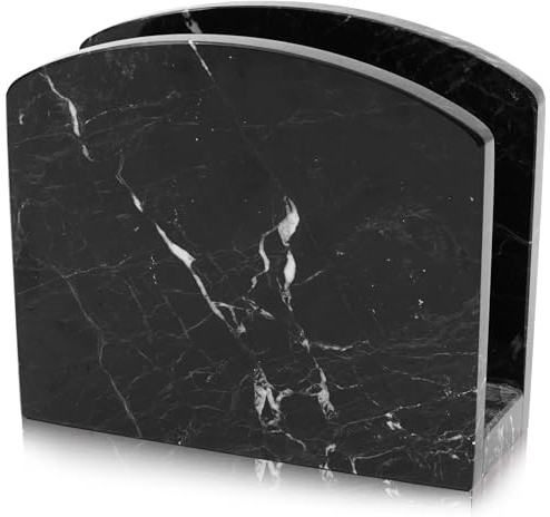 Radicaln Servilletero de 14 cm, mármol negro hecho a mano, elegante como decoración para bodas y para colocar servilletas de cocina. Para servilletas de café y cóctel, accesorios de cocina