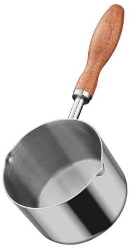 Cabilock Milchtopf und Einfache Reinigung Edelstahl mit Langem Griff 500ml Hitzebeständiger Kochtopf und Zwei Ausgießöffnungen für Effektive Isolation in Küche