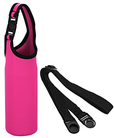PATIKIL 1 Stück Tasche für Trinkflasche, 450ml-600ml Neopren Flaschentasche zum umhängen Mit abnehmbarem und verstellbarem Schultergurt, für Wandern Laufen Spazieren, Rosenrot