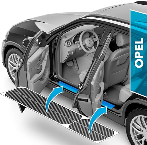 uProtect Auto Einstiegsleisten Schutz für Opel Crossland P17 I 2017-2024 - Schutzfolie Autotür Zubehör Zierleisten Lackschutzfolie Carbon Schwarz