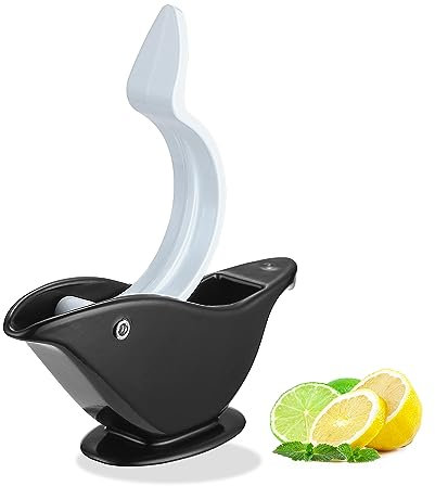 Domonic Home Exprimidor manual de limón, exprimidor de rebanadas de limón de metal, exprimidor de rebanadas de lima, exprimidor de limón para pájaros, resistente, ergonómico, negro