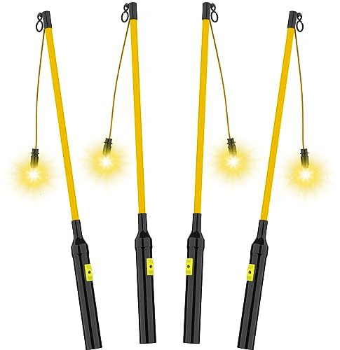Hianjoo 4 Stück Laternenstab mit LED für St. Martin, 50cm LED Elektronischer Laternenstab für Laternenfest, Partys, Halloween, Weihnachten - Gelb