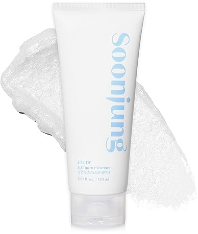 ETUDE SoonJung 5.5 Foam Cleanser, Face Wash for Sensitive Skin, Soft Bubble, Hypoallergenic Cleansing, Mild Deep Cleansing, Low pH Level, Panthenol, Madecassoside, Korean Skin Care, Beauty (5.1 Fl Oz)
