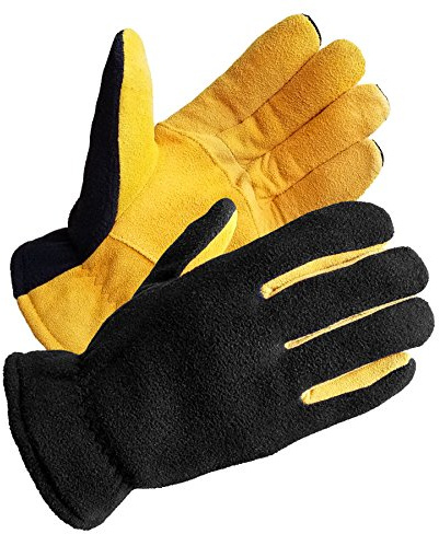 SKYDEER Men's Winter Gloves with Genuine Deerskin Suede Leather Palm – Warm 3M Thinsulate Insulated, Windproof & Flexible for Cold Weather Work, Running, Driving, Cycling, Hiking (SD5166T/L)