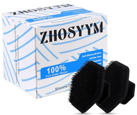 Silicone Face Scrubber, 2 Pack, Handheld Gentle Facial Cleansing for Sensitive, Delicate, Dry Skin, Antimicrobial, Eco Friendly, Exfoliating Face Massager Brush Makeup Tool for Men and Women