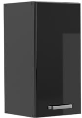 Vicco Hängeschrank R-Line, Schwarz Hochglanz, 30 cm | 1 Tür · 1 Einlegeboden · Tiefe – 31 cm · ✓ Frei kombinierbar · ✓ Praktischer Stauraum