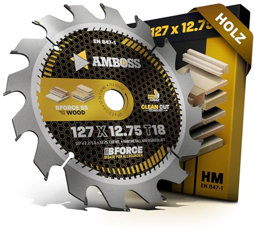 Amboss Werkzeuge Lama per sega circolare in metallo duro 127 x 12,75 mm, dente alternato 18 mm, per legno, compatibile con Black & Decker 984 n. BD 59, D 985, D 2702. D 2712 SKIL 22501 B e molti