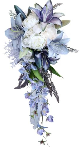 Fouriding Hochzeit Sträuße, Wasser Tropfen Wasserfall Braut Rosen Strauß für Zeremonie Jahrestag, Braut Dusche Party Dekoration