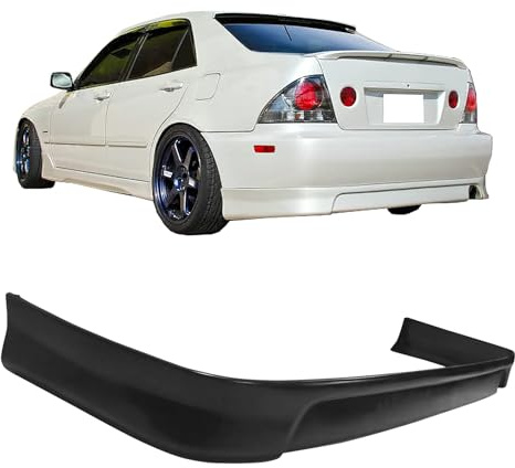 IKON MOTORSPORTS Rear Bumper Lip, Compatible with 2001-2005 Lexus IS300 Sedan, TRD Style Style Unpainted Black PU Polyurethane Rear Lower Spoiler Air Dam Chin Valance Splitter 1Piece