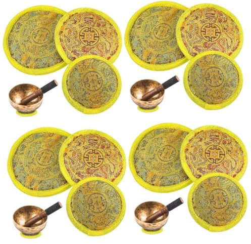 ibasenice 12stücke Klangschalenkissen Mit Vintage-stickmuster Runde Unterlagen Für Klangschalen Meditationskissen Für Yoga Und Meditation