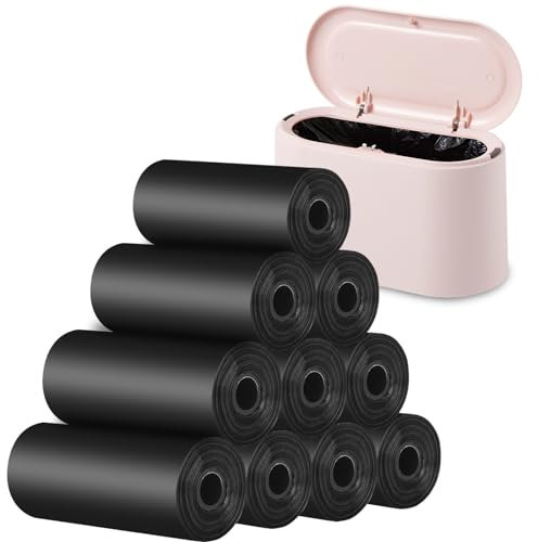 VORHOT Mini sacchetti di immondizia - 10 rotoli - 150 pezzi per bidoni da 2 l - neri per bagno, cucina, camera da letto