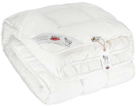 kotex Wolldecke – Decke - Ganzjährig – Füllung: 100% Wolle – Oberseite: 100% Baumwolle – 100% Natürliche Schafwolle – Schlafdecke – Antiallergisch – Hergestellt in der EU - Größe: 220x200 cm