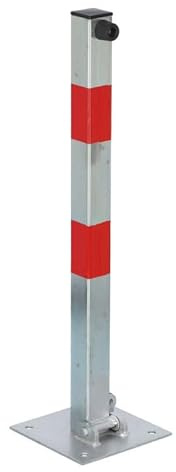 Parkpfosten Parkplatzsperre Schlüssel | Sperrpfosten klappbar | Vorhängeschloss SLUPEK | Stahl | Robust Parkplatzbügel | Sperrbügel Parkplatz | Verzinkt/Rot