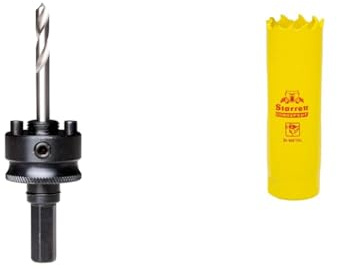 Starrett A2 Hole Saws Arbor - 32-210mm Quick Hitch Screw Thread Hex Shank Arbor & Deep Cut Hole Saw - DCH2532 Heavy Duty Bi-Metal with Extra Cobalt HSS Teeth