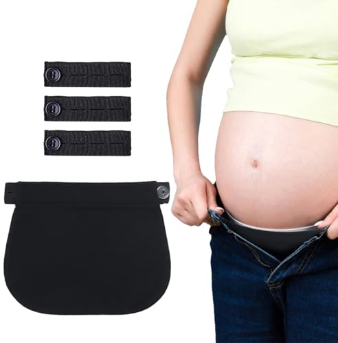 4 Pezzi Allarga Pantaloni Fibbia Regolabile, Premaman Estensione in Vita, Set per Donne, Pulsante Elastici per L'inizio Della Gravidanza