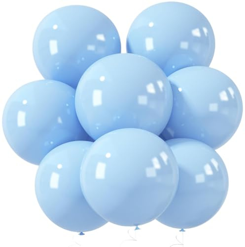 18-Zoll Luftballons Blau, 10 Stück Blaue Groß Ballons Latex Hellblau Mädchen Verträumt Pastellfarben für Geburtstag, Hochzeit, Party, Dekorationszubehör