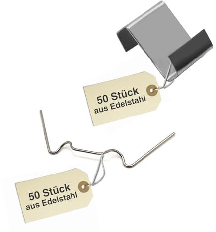 Exeta 100 x Gewächshausklammern sturmfest I robuste Edelstahl Klammern für Gewächshaus I Klammern für Gewächshäuser zur Verstärkung von Gewächshausglasplatten gegen Wind & Regen I Gewächshaus-Zubehör