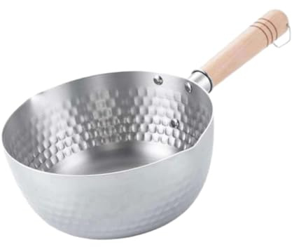 MagiDeal Casserole avec Manche en Bois Casserole Plate en Acier Inoxydable à Long Manche Facile à Nettoyer Pot à Soupe de Nouilles Petit Pot à Lait pour Salon, 18CM