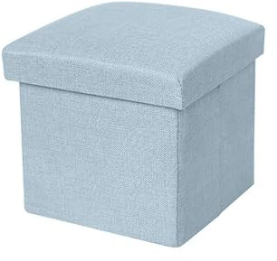 Große Aufbewahrungsbox Spielzeugtruhe mit Deckel Faltbarer Stoffwürfel Sitz für Zuhause Aufbewahrung Praktische Bank Decke Box in Blau 25cm