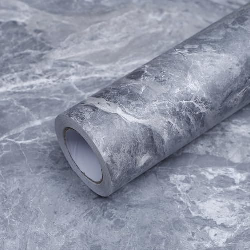 Blau Schwarz Tapete Selbstklebend Marmoroptik 3d Effekt Klebetapete Selbstklebende Beton Wand Möbelaufkleber Graue Klebefolie Matt Tapeten Marmoroptik Modern Büro Schlafzimmer Betontapete 40CM×10M